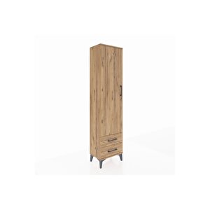 Arges Dolap Tek Raflı 2 Çekmeceli Tek Askılı 44x30x182 Çam-çam