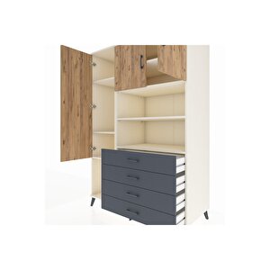 Kronos Dolap 7 Raflı 4 Çekmeceli 3 Kapaklı 132x59x195 Aytaşı-çam/antrasit