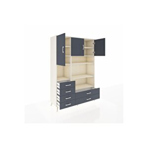 Hyperion Gardrop 9 Raflı 6 Çekmeceli 3 Kapaklı 132x44x195 Aytaşı-antrasit