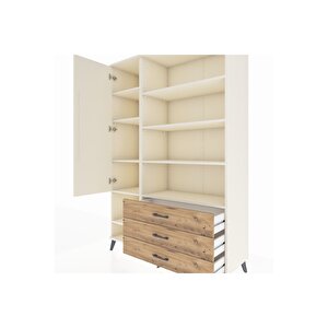 Hyperion Dolap 9 Raflı 3 Çekmeceli Tek Kapaklı  132x44x195 Aytaşı-aytaşı/çam