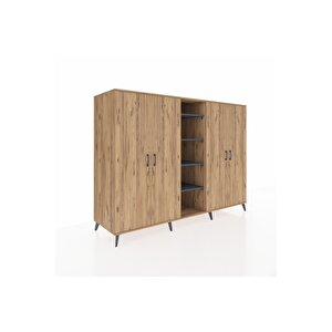 Kronos Dolap 12 Raflı 4 Kapaklı 220x59x163 Çam-çam/antrasit