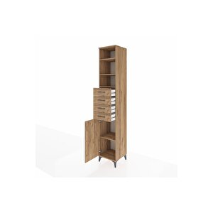 Hyperion Dolap 4 Raflı 4 Çekmeceli Tek Kapaklı 44x44x243 Çam-çam