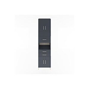 Hyperion Dolap 3 Raflı 3 Çekmeceli 4 Kapaklı 60x44x243 Antrasit-antrasit