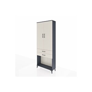 Arges Dolap 2 Raflı 2 Çekmeceli Tek Askılı 88x30x221 Antrasit-aytaşı