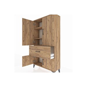 Arges Dolap 3 Raflı Tek Çekmeceli 4 Kapaklı 88x30x163 Çam-çam