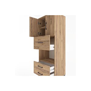Hyperion Dolap 3 Raflı 3 Çekmeceli 2 Kapaklı 60x44x163 Çam-çam