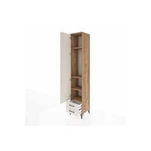 Hyperion Dolap 4 Raflı 2 Çekmeceli Tek Askılı 44x44x243 Çam-aytaşı