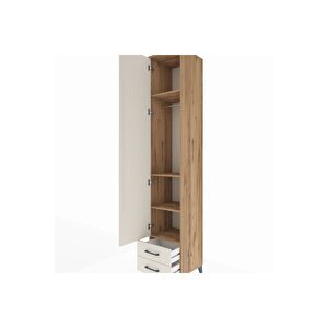 Hyperion Dolap 4 Raflı 2 Çekmeceli Tek Askılı 44x44x243 Çam-aytaşı