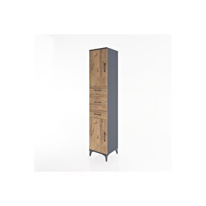 Hyperion Dolap 3 Raflı 3 Çekmeceli 2 Kapaklı 44x44x221 Antrasit-çam