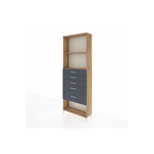 Arges Dolap 2 Raflı 5 Çekmeceli 88x30x243 Çam-antrasit