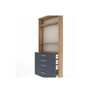 Arges Dolap 3 Raflı 4 Çekmeceli 88x30x221 Çam-antrasit