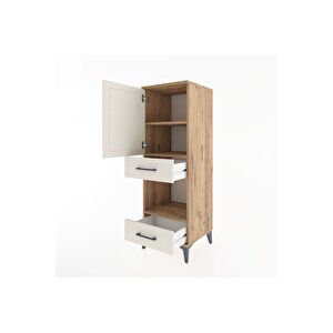 Hyperion Dolap 3 Raflı 2 Çekmeceli Tek Kapaklı 44x44x134 Çam-aytaşı