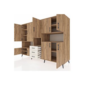 Kronos Dolap 13 Raflı 3 Çekmeceli 9 Kapaklı 220x59x163 Çam-çam/aytaşı