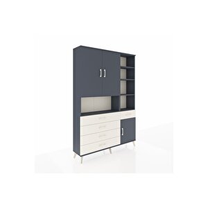Arges Dolap 8 Raflı 5 Çekmeceli 3 Kapaklı 132x30x195 Antrasit-antrasit/aytaşı