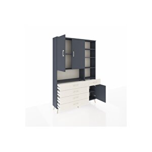 Arges Dolap 8 Raflı 5 Çekmeceli 3 Kapaklı 132x30x195 Antrasit-antrasit/aytaşı