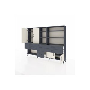 Arges Dolap 10 Raflı 6 Çekmeceli 4 Kapaklı 220x30x163 Antrasit-aytaşı/antrasit