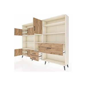 Arges Dolap 13 Raflı 3 Çekmeceli 5 Kapaklı 220x30x163 Aytaşı-çam