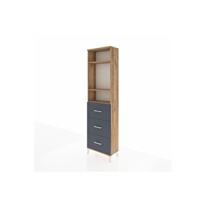 Arges Dolap 3 Raflı 3 Çekmeceli 60x30x221 Çam-antrasit