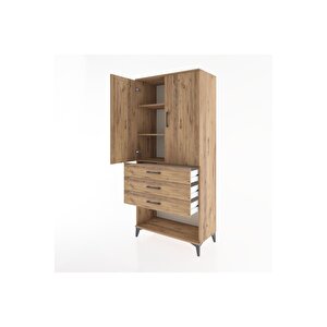Hyperion Dolap 3 Raflı 3 Çekmeceli 2 Kapaklı 88x44x195 Çam-çam