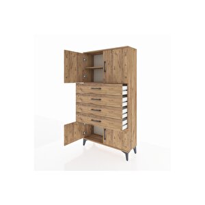 Arges Dolap 2 Raflı 4 Çekmeceli 4 Kapaklı 88x30x163 Çam-çam