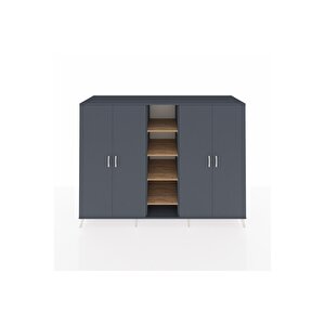 Kronos Dolap 12 Raflı 4 Kapaklı 220x59x163 Antrasit-antrasit/çam