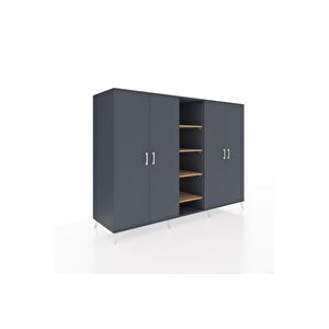 Kronos Dolap 12 Raflı 4 Kapaklı 220x59x163 Antrasit-antrasit/çam