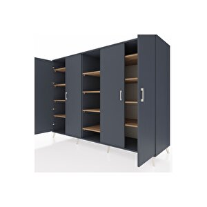 Kronos Dolap 12 Raflı 4 Kapaklı 220x59x163 Antrasit-antrasit/çam