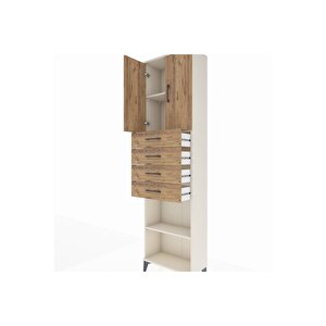 Arges Dolap 3 Raflı 4 Çekmeceli 2 Kapaklı 60x30x221 Aytaşı-çam