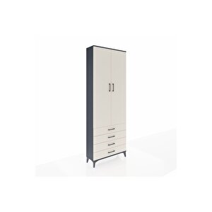 Arges Dolap 2 Raflı 4 Çekmeceli Tek Askılı 88x30x243 Antrasit-aytaşı