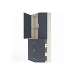 Arges Dolap 2 Raflı 3 Çekmeceli 2 Kapaklı 88x30x221 Aytaşı-antrasit