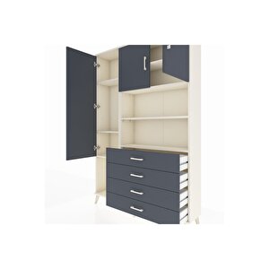 Arges Gardrop 7 Raflı 4 Çekmeceli 3 Kapaklı 132x30x195 Aytaşı-antrasit