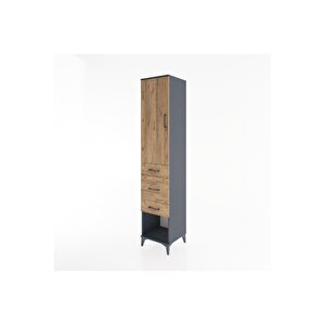 Hyperion Dolap 3 Raflı 3 Çekmeceli Tek Kapaklı 44x44x221 Antrasit-çam