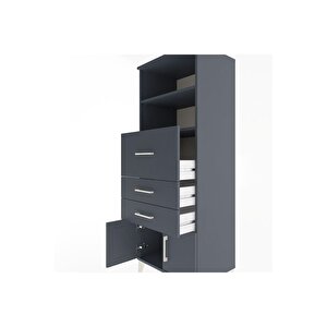 Hyperion Dolap 2 Raflı 3 Çekmeceli 2 Kapaklı 60x44x163 Antrasit-antrasit
