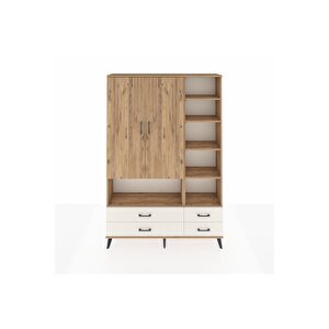 Arges Dolap 10 Raflı 4 Çekmeceli 2 Kapaklı 132x30x195 Çam-çam/aytaşı
