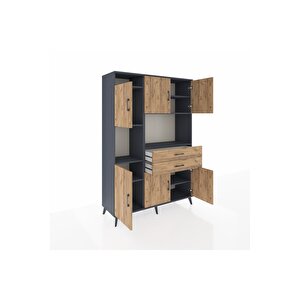 Hyperion Gardrop 8 Raflı 2 Çekmeceli 6 Kapaklı 132x44x195 Antrasit-çam