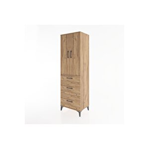 Hyperion Dolap Tek Raflı 3 Çekmeceli Tek Askılı 60x44x195 Çam-çam