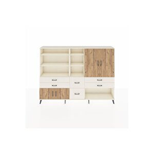 Arges Dolap 10 Raflı 6 Çekmeceli 4 Kapaklı 220x30x163 Aytaşı-çam/aytaşı
