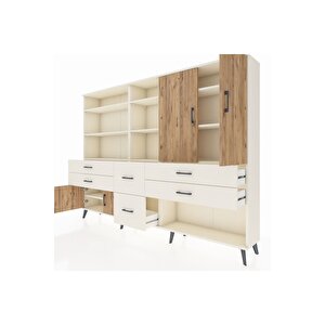 Arges Dolap 10 Raflı 6 Çekmeceli 4 Kapaklı 220x30x163 Aytaşı-çam/aytaşı