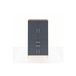 Arges Dolap 3 Raflı 2 Çekmeceli 4 Kapaklı 88x30x163 Çam-antrasit