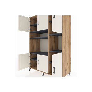 Kronos Dolap 9 Raflı 6 Kapaklı 132x59x195 Çam-aytaşı/antrasit