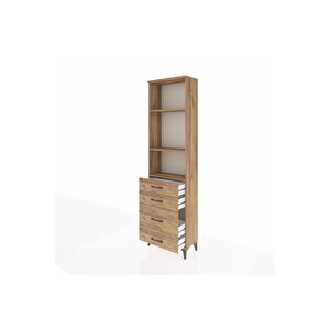 Arges Dolap 3 Raflı 4 Çekmeceli 60x30x221 Çam-çam