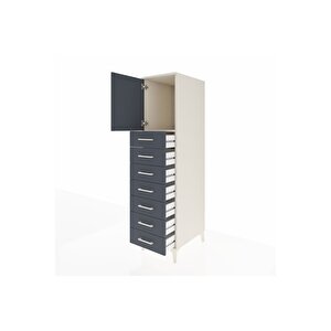 Kronos Dolap Tek Raflı 7 Çekmeceli Tek Kapaklı 44x59x182 Aytaşı-antrasit