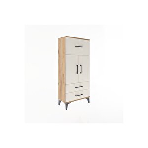 Arges Dolap 2 Raflı 3 Çekmeceli 2 Kapaklı 60x30x134 Çam-aytaşı