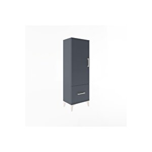 Arges Dolap Tek Raflı Tek Çekmeceli Tek Askılı 44x30x134 Antrasit-antrasit