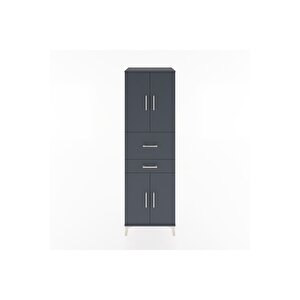 Hyperion Dolap 4 Raflı 2 Çekmeceli 4 Kapaklı 60x44x195 Antrasit-antrasit