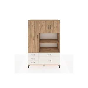 Hyperion Dolap 7 Raflı 5 Çekmeceli 3 Kapaklı 132x44x195 Çam-çam/aytaşı