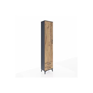 Arges Dolap 5 Raflı 2 Çekmeceli Tek Kapaklı 44x30x221 Antrasit-çam