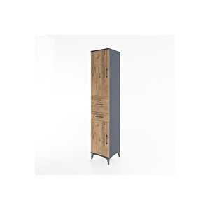 Hyperion Dolap 4 Raflı 2 Çekmeceli 2 Kapaklı 44x44x221 Antrasit-çam