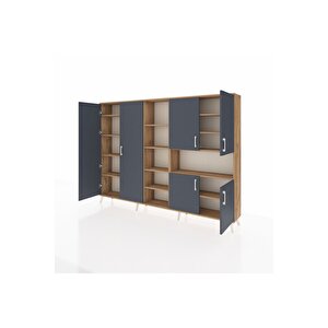 Arges Dolap 13 Raflı 6 Kapaklı 220x30x163 Çam-antrasit/çam