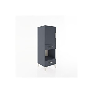 Hyperion Dolap 3 Raflı 2 Çekmeceli Tek Kapaklı 44x44x134 Antrasit-antrasit